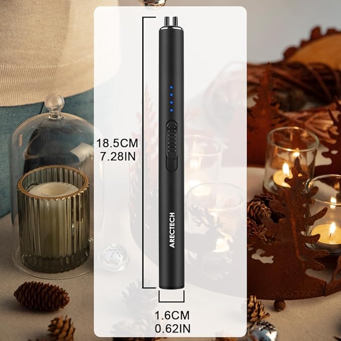 ARECTECH Electric Candle Rechargeable Lighter Arc Plasma Lighters for Candle Kitchen Camping Christmas Type-C Black