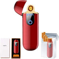 Electric Lighter, Smart Electronic Lighter, Mini USB Rechargeable Lighter Touch Ignition Windproof Flameless Lighter Lightweight Plasma Lighter with Power Indicator for Boyfriends Father Gifts (Red)