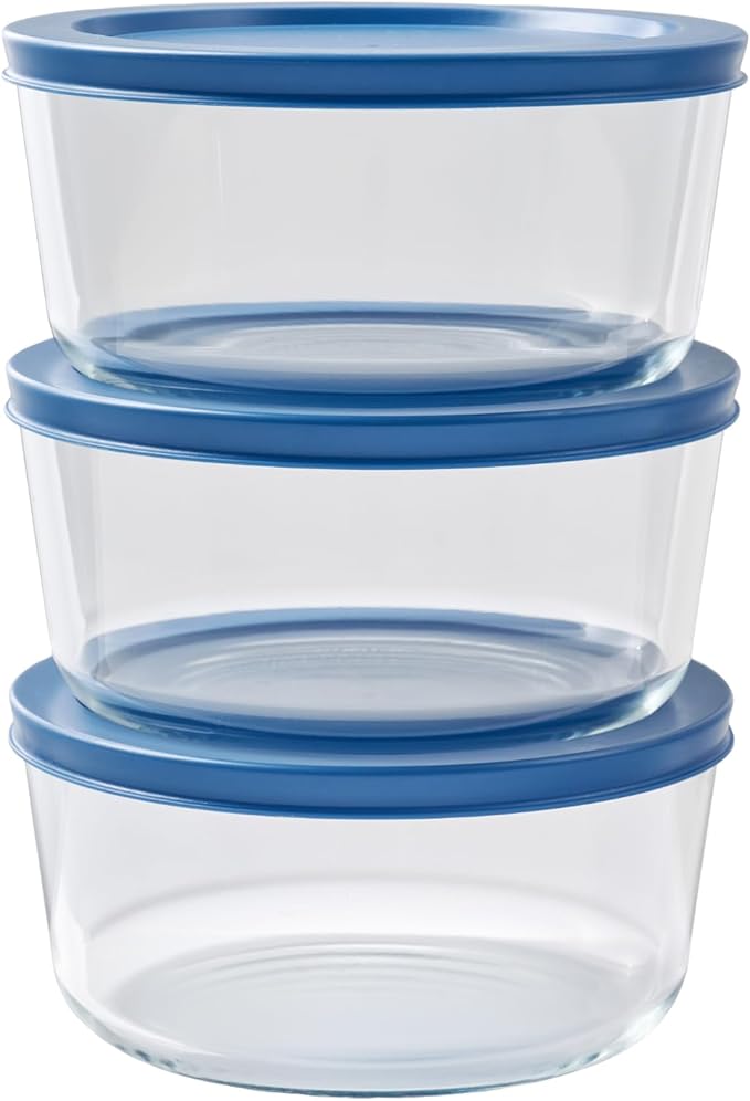 DURA LIVING 6-Piece Glass Food Storage Containers Set (3 Containers + 3 BPA-Free Lids) | 4-Cup, Leakproof | Microwave, Freezer, Oven & Dishwasher Safe | Ideal for Meal Prep & Pantry Organization