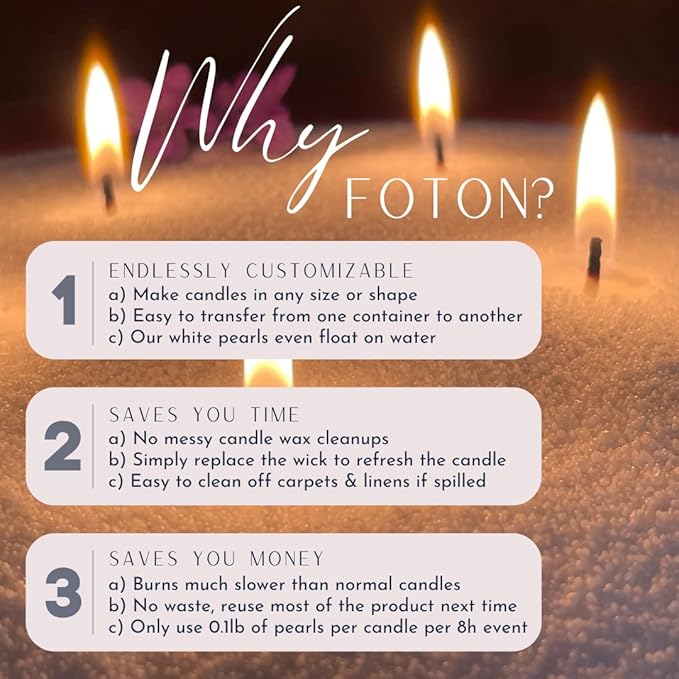 Foton Pearled Candle 9lb - Bulk Misty Monte Sandalwood Jasmine Scented Non Toxic Luxury Long Lasting Powder Candles - Refillable Candle Sand with 100 Wicks for Candle Making