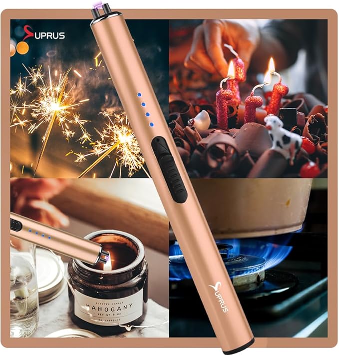 SUPRUS Electric Arc Windproof Flameless USB Rechargeable Lighter with Safety Lock for Candle (Peach Fuzz)