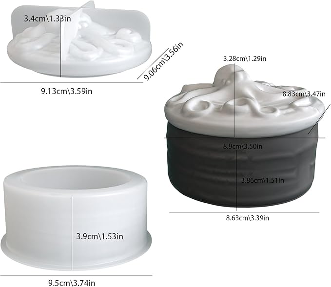 Octopus Jar Silicone Mold with Lid for DIY Aromatherapy Candle, Resin Epoxy Storage Container, Cement Plaster Craft - Cylinder Trinket Box, Handmade Gift Craft Kit with Cylinder Box Mold