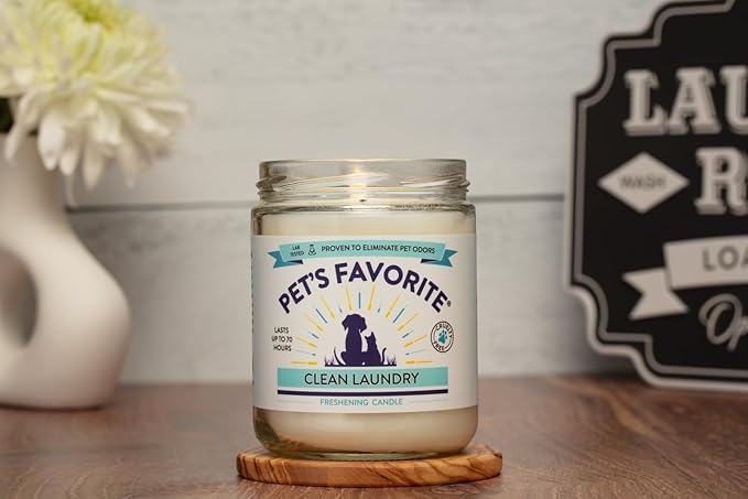 Pet's Favorite Pet Odor Candle, Clean Burning, Long Lasting Scented Candles with a Cotton Wick. (Clean Laundry/Lemon Zest, Pack of 2)