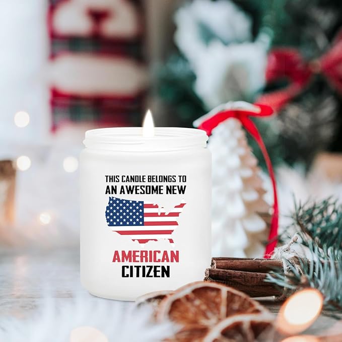 New American Citizenship Gifts - Congratulations New American Citizen Present - Cool US Flag Candle Gifts for 2025 US Citizenship, Women, Men, Friends, Family