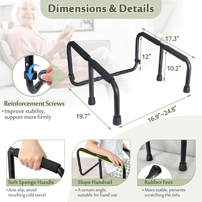 Mybow Stand Assist, Chair Lift Assist Devices for Seniors Elderly, Mobility Standing Aid Rail for Couch, Chair Assistance Handle for Disabled Patients, Safety Grab Bar for Home Care Portable Device