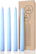 CANDWAX 8 inch Light Blue Taper Candles Set of 4 - Unscented Smokeless Dripless Tapers for Dinner Table, Home Decor, Easter Decor, Party, Wedding and Ordinary Dinners - Spring Candles