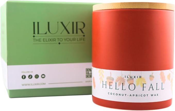 Hello Fall Luxury Candle – Apple Cinnamon, Nutmeg, Clove & Vanilla – Handcrafted Vegan Coconut Wax, Phthalate-Free, Cruelty-Free – Autumn Scented Candle for Home Décor & Gifting (13 oz.)