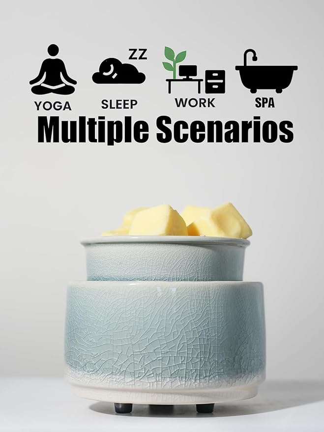 Ceramic Electric Wax Melt Warmer & Cube Oil Melter Cute Small Warmers Aromatherapy for Home Decorative Burner Melts Scented Candle Tart Scent Warm Fragrance (ice Blue)