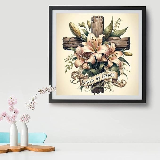 Stamped Cross Stitch Kits for Adults - Cross Flower Embroidery Kits for Beginners Adults,11 CT Patterns Dimensions Counted Cross Stitch Kits for Adults Arts Craft 14x14 in