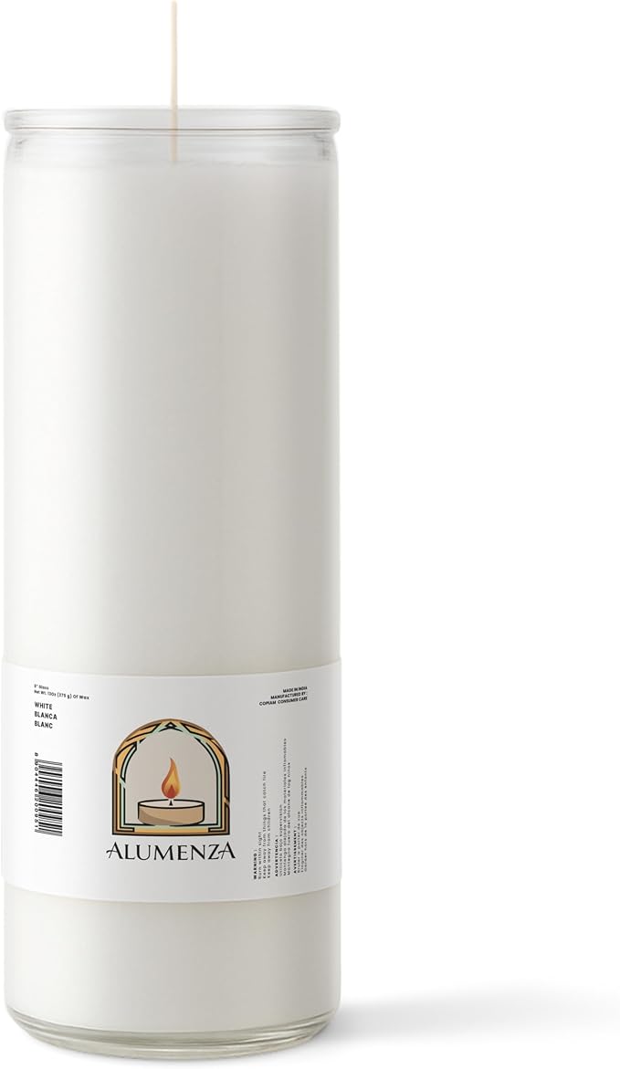 Bulk 6 Pack White 7 Day Candles in Glass Jar – Paraffin Wax, Clean Burning Unscented | Large & Tall Devotional Prayer Pillar Candle for Home, Memoria, Spells, Long Lasting