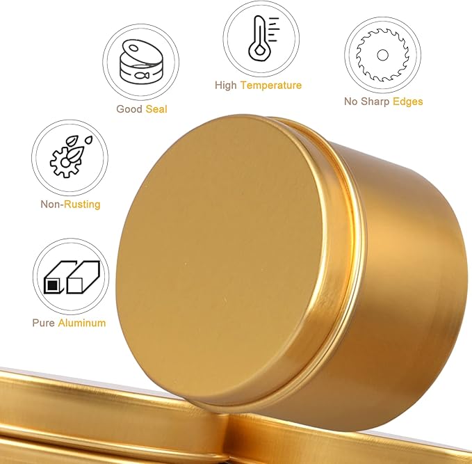 DINGPAI Candle Tin 18 Pcs, 4oz Candle Containers, Candle Jars for DIY Candle Making, Gold Color, Arts & Crafts, Storage and Holiday Gifts