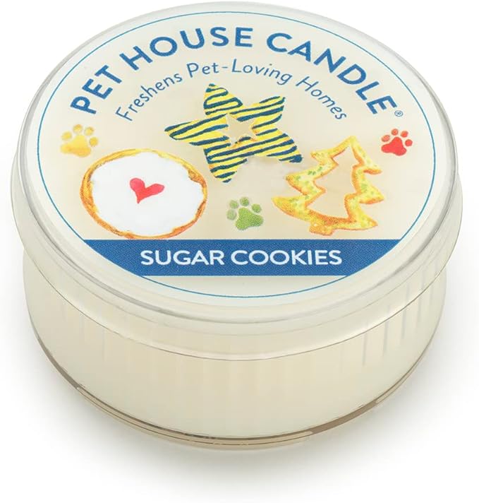 Pet House Mini Candles for Pet Odor Made with Natural Soy Wax, Plant Based, Dog and Cat Friendly Scented, Sugar Cookies Pack of 3