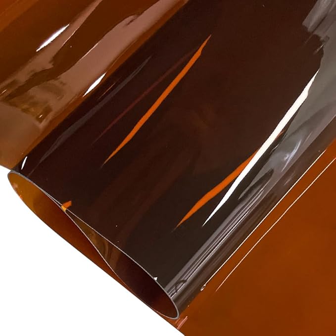ONEART | 30 Gauge Leather Vinyl, Solid Color See-Through Waterproof Jelly Faux Leather for Women DIY Handbags Tote, 12" x 48" (Brown)