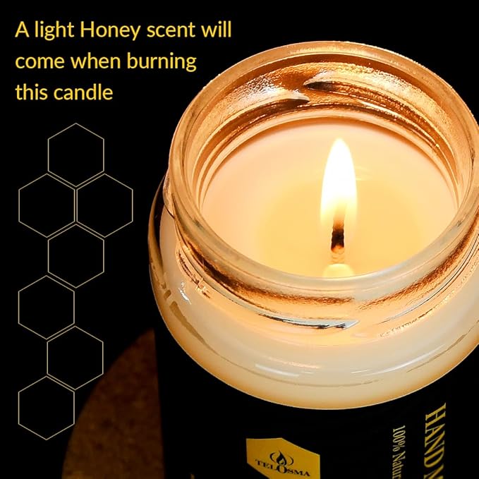 Natural Beeswax Jar Candles ，Organic Emergency Candles in Glass - Smokeless Slow Burnning | 36 Hours Long Burning Time - Off White