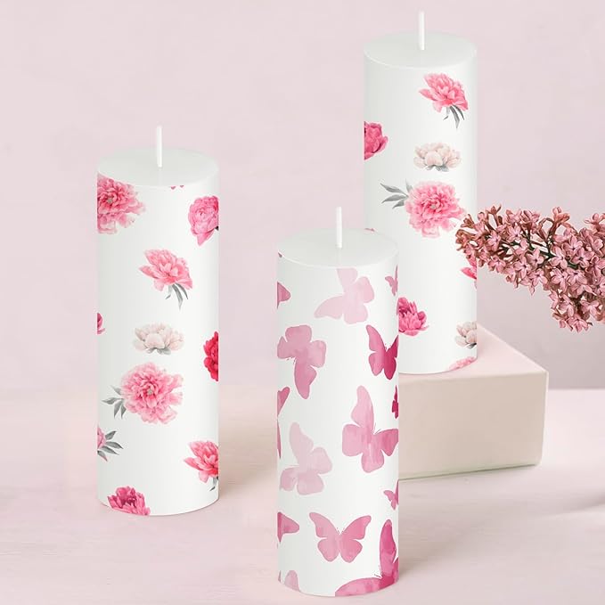 MTLEE 84 Pcs DIY Candle Painting Kit Include 12 White Pillar Candles 60 Colored Tealight 12 Paint Brushes for DIY Crafts Birthday Wedding Party Centerpiece(2"x6")