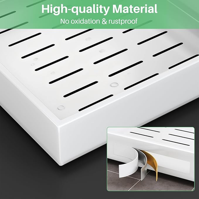 2Pack Pull out Cabinet Organizer, 21"Deep, Heavy Duty Full-extension Slide out Drawers for Kitchen Cabinet, Roll out Shelf Storage with Nano Adhesive for Pots, Bathroom, Pantry, Home, White