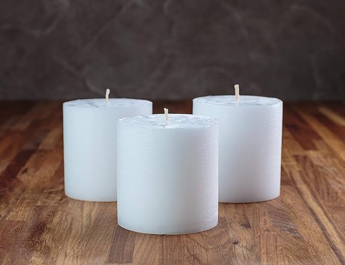 Melt Candle Pillar Candles, 3 Pack - Unscented Candles for Home, Church, Weddings, & More - 3" x 3", White