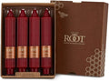 Root Candles Unscented Dinner Candles Premium Beeswax Blend Boxed Candle Set, 7-Inch Tall, Garnet, 4-Count
