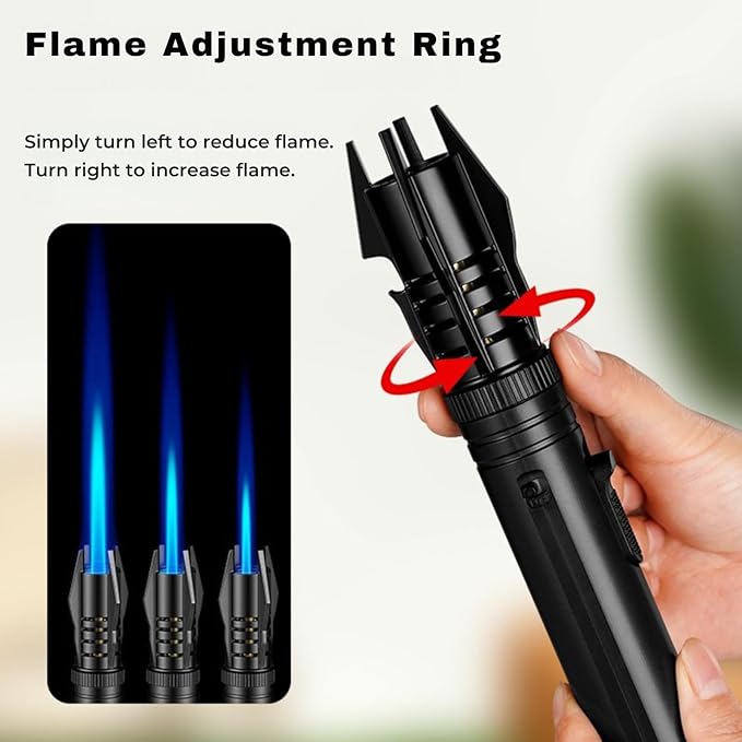 Torch Extendable 3 Feet Extra Long Flame Ignitor for Fireplace Stove Candle Lighter for Pilot Light, Grilling, Camping Firepit, Kitchen, Outdoor BBQ (Silver)