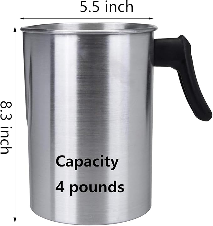 Yarlung 4 Pounds Candle Making Pouring Pot, Aluminum Construction Candle Making Pitcher Dripless Pouring Spout Wax Melting Pot with Heat-Resisting Handle