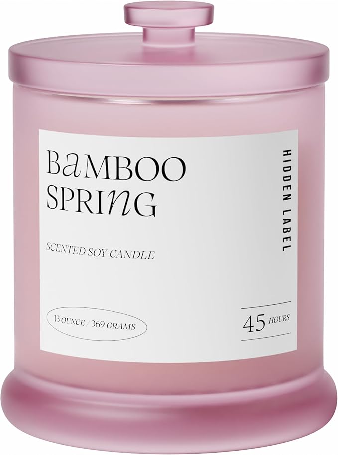 Spring Bamboo Scented Candle, 13oz Natural Soy Wax, 2 Wick Large Candles for Home Scented, 75Hour Long Lasting Slow Burning | Aromatherapy Candle for Home Decor, Stress Relief & Relaxation