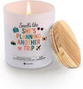 Smells Like She’s Planning Another Trip Travel Gifts for Women Traveller Gifts Road Trip Travel Lover Vacation Scented Candle Home Office Jar Candle Sage Floral Lavender Scent 9.5 oz