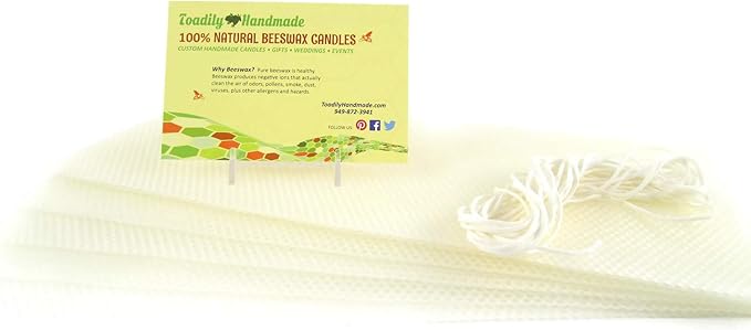 Make Your Own Beeswax Candle Starter Kit - Includes 5 Full Size 100% Beeswax Honeycomb Sheets in Ivory and Approx. 6 Yards of Cotton Wick. Each Sheet Measures Approx. 8" x 16 1/4".