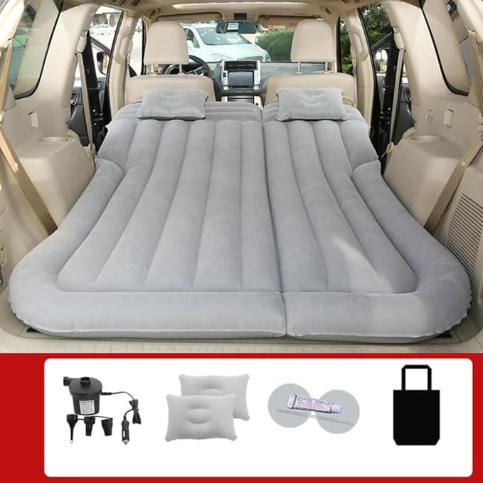 Car Air Mattress for Sonata SEL 2024, Inflatable Bed Thickened Flocking Sleeping Pad Foldable Travel Camping Backseat Cushion,Grey