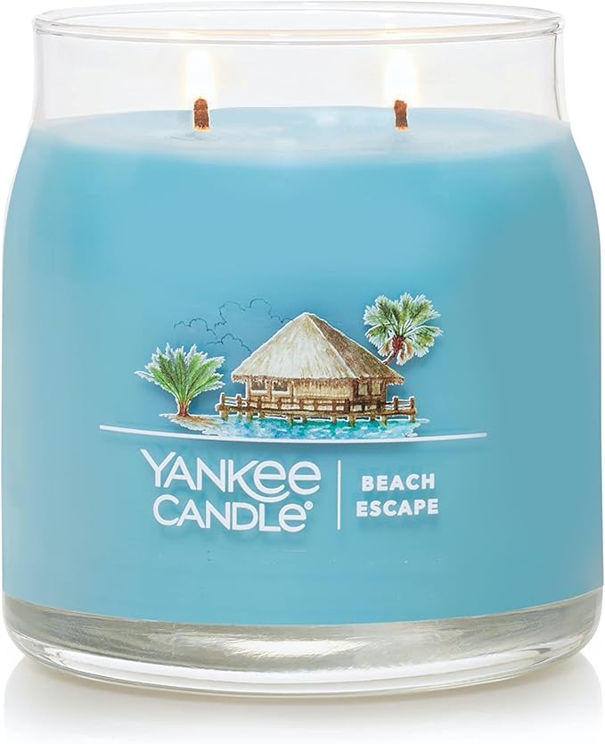 Yankee Candle Beach Escape Scented Signature 13oz Medium Jar 2-Wick Candle Over 35 Hours of Burn Time