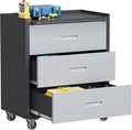 Garage Storage Cabinets with Wheels, Locking Metal Storage Cabinets with 3 Drawers, Easy Assembly Rolling Tool Cabinet for Garage, Basement,Warehouse