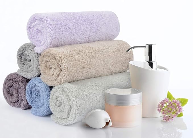 SUNLAND Microfiber Face Cloth Reusable Makeup Remover Facial Cleansing Towel Ultra Soft Face Washcloth 12inchx12inch 6 Pack Multicolor