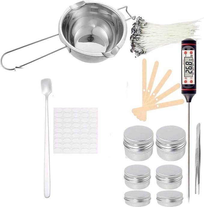 Complete DIY Candle Making Kit Supplies Including Melting Pot, Wax, Wicks, Tins, Candle Wicks Holder etc. TH0JY-1210