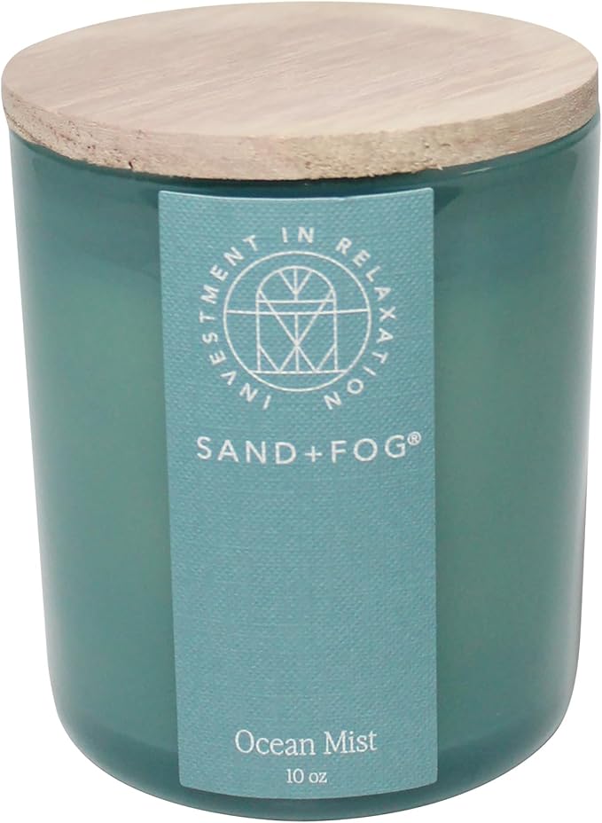 Sand + Fog Scented Candle - Ocean Mist – Additional Scents and Sizes – 100% Cotton Lead-Free Wick - Luxury Air Freshening Jar Candles - Perfect Home Decor – 10oz