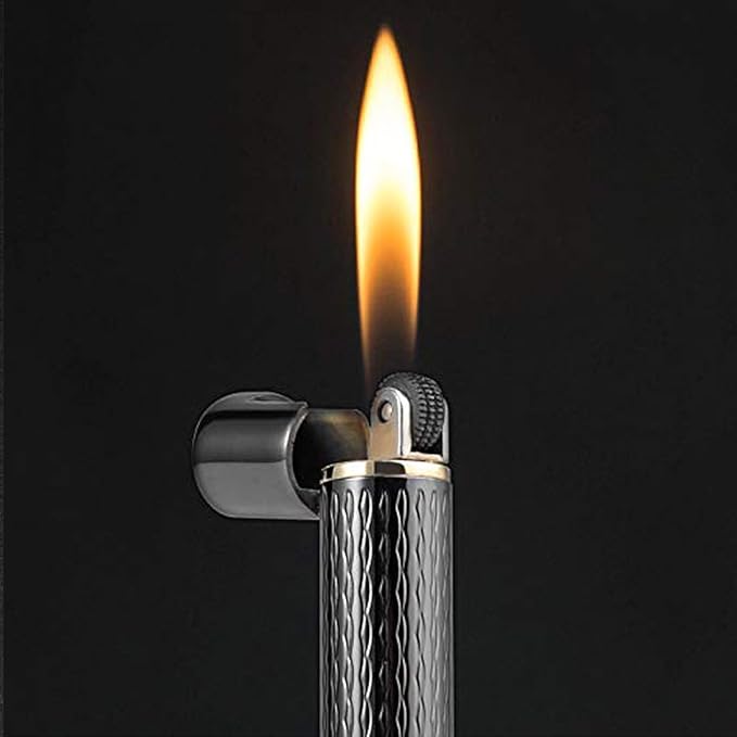 Lighter Cigarette Shaped Butane Refillable Fire Starter with Back-up Flints Gifts for Men Women Lady (Excluding Butane) (Black)