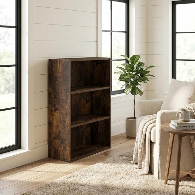 Furnifact Amber Pine Bookcase with Durable Wood Construction, Modern Design, Spacious Shelving, Sturdy Support, Perfect for Living Room or Office Storage