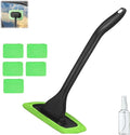 IBHOO Windshield Cleaning Tool, Microfiber Car Window Cleaner with 4 Reusable and Washable Microfiber Pads and Extendable Handle