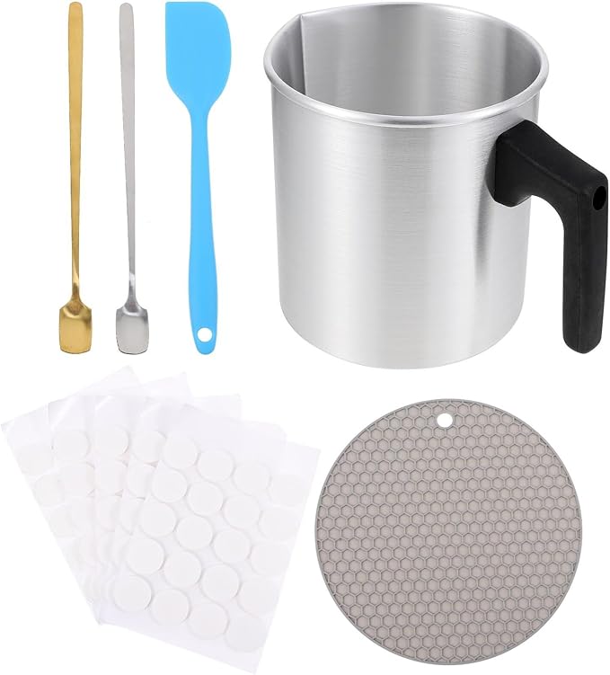 OATIPHO Stainless Steel Candle Melting Pot DIY Scented Candle Kit Wax Pouring Cup for Family Crafting and Wax Melting Random Color