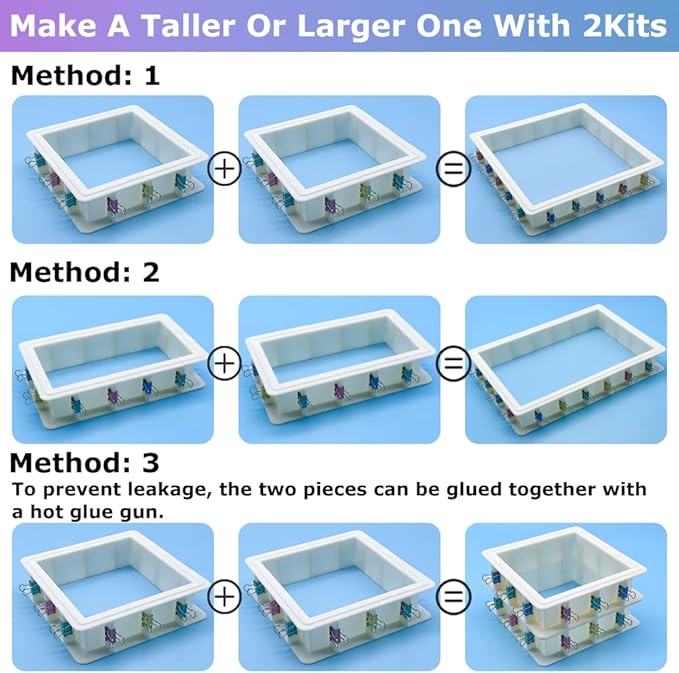 2-Pack Adjustable Mold-Housing for Silicone Molds - Rubber Mold Making Kit, Housing Frame for DIY Candle, Soap, and Resin Molds