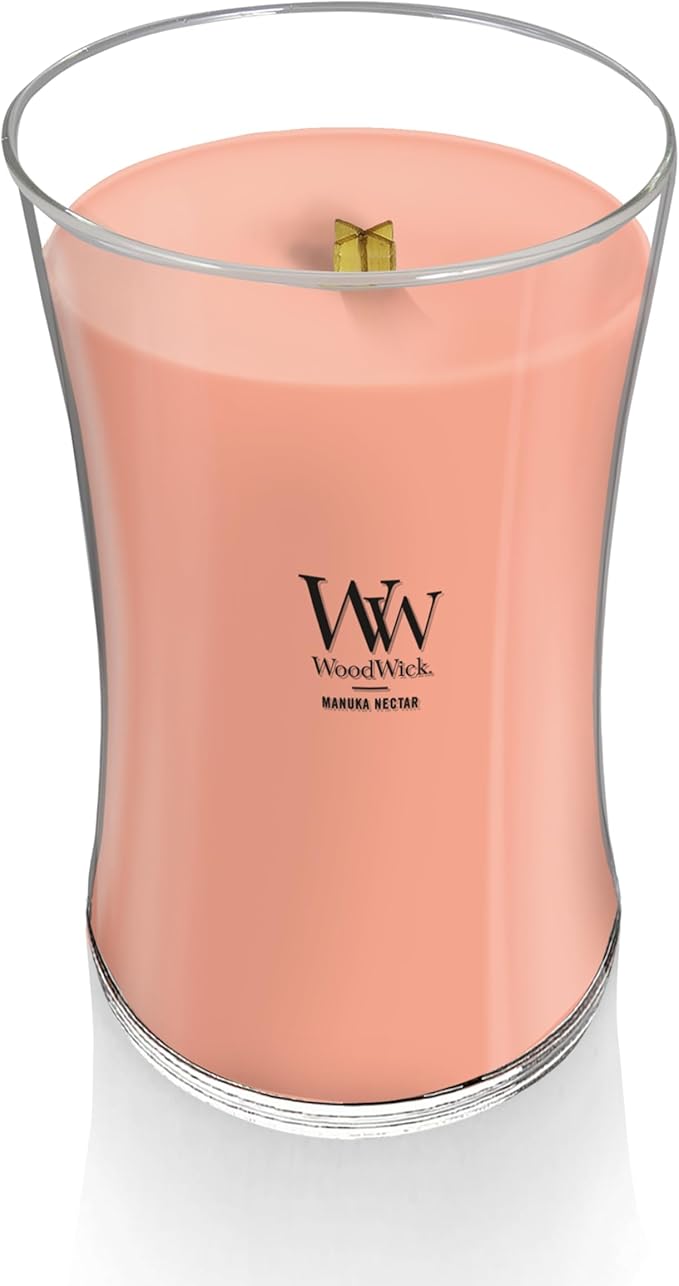 WoodWick Manuka Nectar Scented Large Hourglass Candle, Crackles as it Burns, Great for Gifting, 21oz