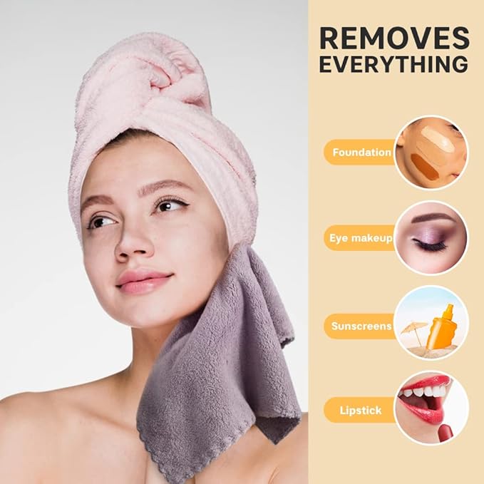 Microfiber Face Cloth Reusable Makeup Remover Facial Cleansing Towel Ultra Soft Face Washcloth 12inchx12inch