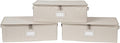 Covermates Keepsakes Zip-Top Storage Box Set, 3 Pack Heavy Duty Polyester Organizer Bins, Stackable Design, ID Window, Reinforced Handles, Closet Home Storage, Beige Heather