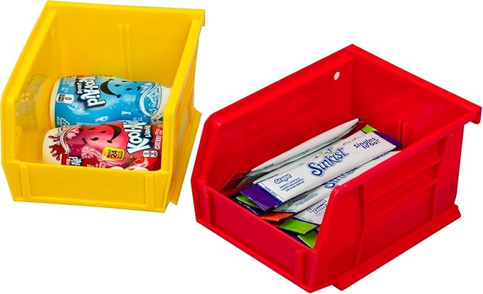 Akro-Mils 30210 AkroBins Plastic Storage Bins, Space-Saving Stackable Bins for Garage, Pantry, Craft Organization, 5" x 4" x 3", Yellow, 24-Pack