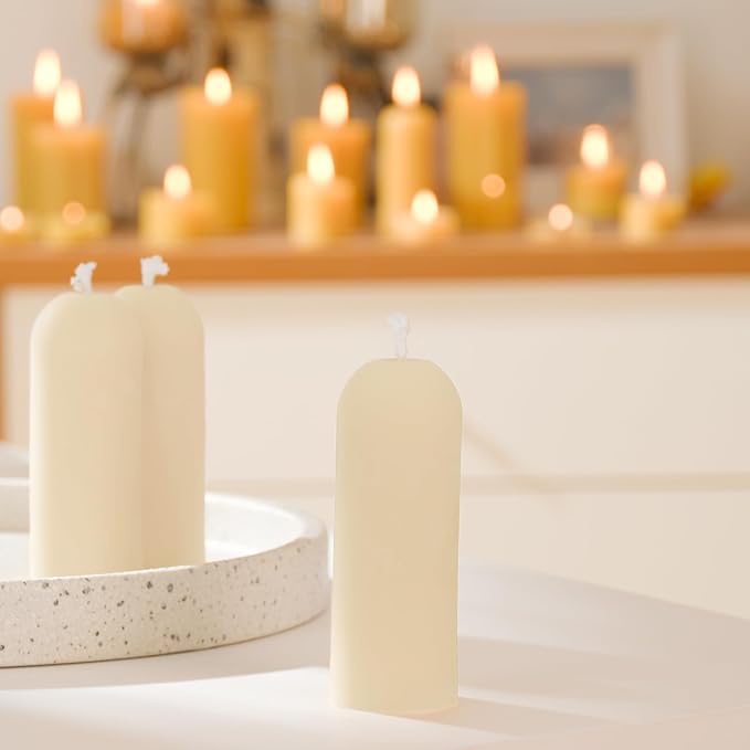 White Small Pillar Candles 16-Pack - 10-Hour Long Burning 100% Natural Beeswax Candles, Perfect for Everyday Use, Home & Travel, Power Outages，Classic Pillar Style (3.5"x1.3")