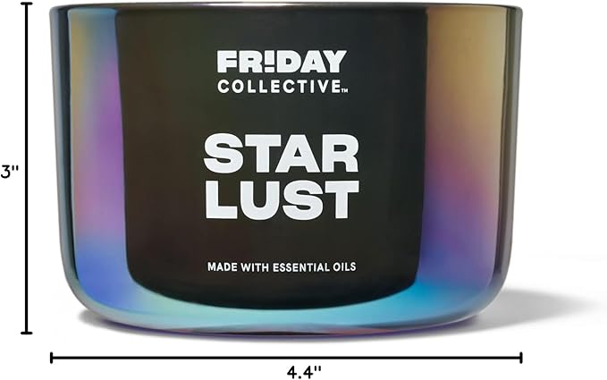 Friday Collective Star Lust Candle Fresh & Clean Scented Made with Essential Oils 3 Wicks 13.5 oz