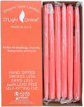 D'light Online Elegant 10" Unscented Coral Taper Candles, Premium Quality Hand-Dipped Tapered Candles, Dripless and Smokeless - Set of 12 Individually Wrapped (10 Inch, Coral)