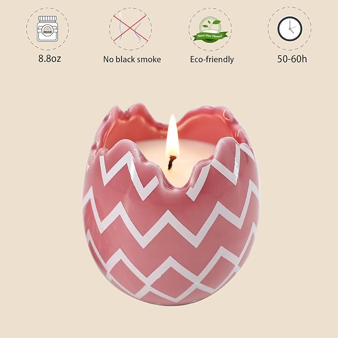 Easter Decorations for The Home - Easter Eggs Scented Candle, Easter Gifts for Women, Jasmine Lily Candles(8.5oz)