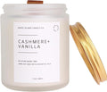 Crackling Wood Wick Vanilla Cashmere Scented Candle Natural Soy Wax 50 hrs Long Lasting Hand-Poured Highly Scented Crackle Wooden Wick Soothing Sound