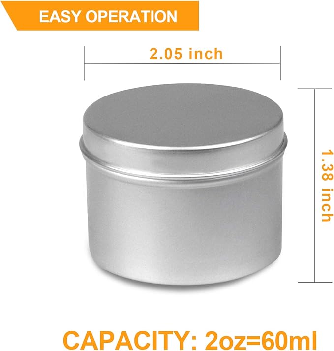 DINGPAI 27pcs Candle Tins, 2oz Metal Tins, Round Empyt Candle Containers for Candle Making, Party Favors, Spices & Gifts