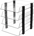 Clear 4-Tier Stackable Paper Tray Organizer for Letter/A4 Files, Desktop Document Sorter, Transparent Office Desk Storage (4 - Tier Clear)