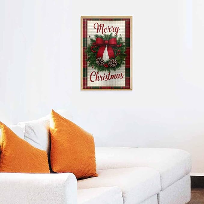 AIVKIEJK Diamond Painting Kits for Adults - Merry Christmas Red Bow & Pine Cones Painting DIY 5D Full Drill Diamond Dots Paintings with Diamonds Gem Art and Crafts Home Decor 8"x12"